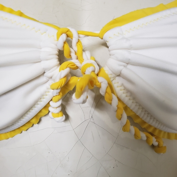 Raisins Swim White Bandeau Bikini Top Yellow Beach Swimsuit Strapless Sw… - Picture 2 of 8